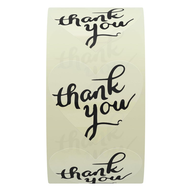 Hybsk Love Heart Clear Transparent Thank You Stickers with Heart 1.5 Inch Adhesive Labels 500 Per Roll (Transparent) - Image 3